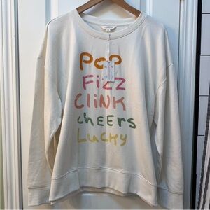 Lucky Brand Cream Graphic Crew Neck Sweater
